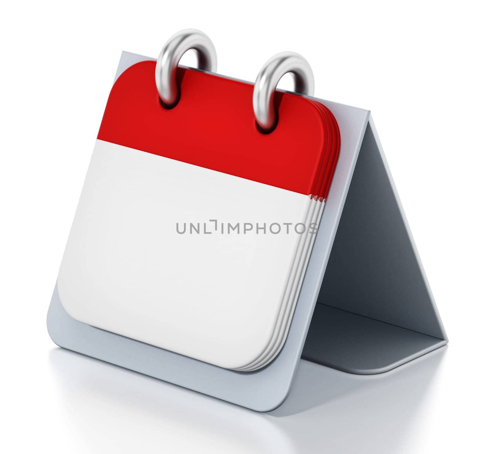 Blank calendar isolated on white background. 3D illustration.