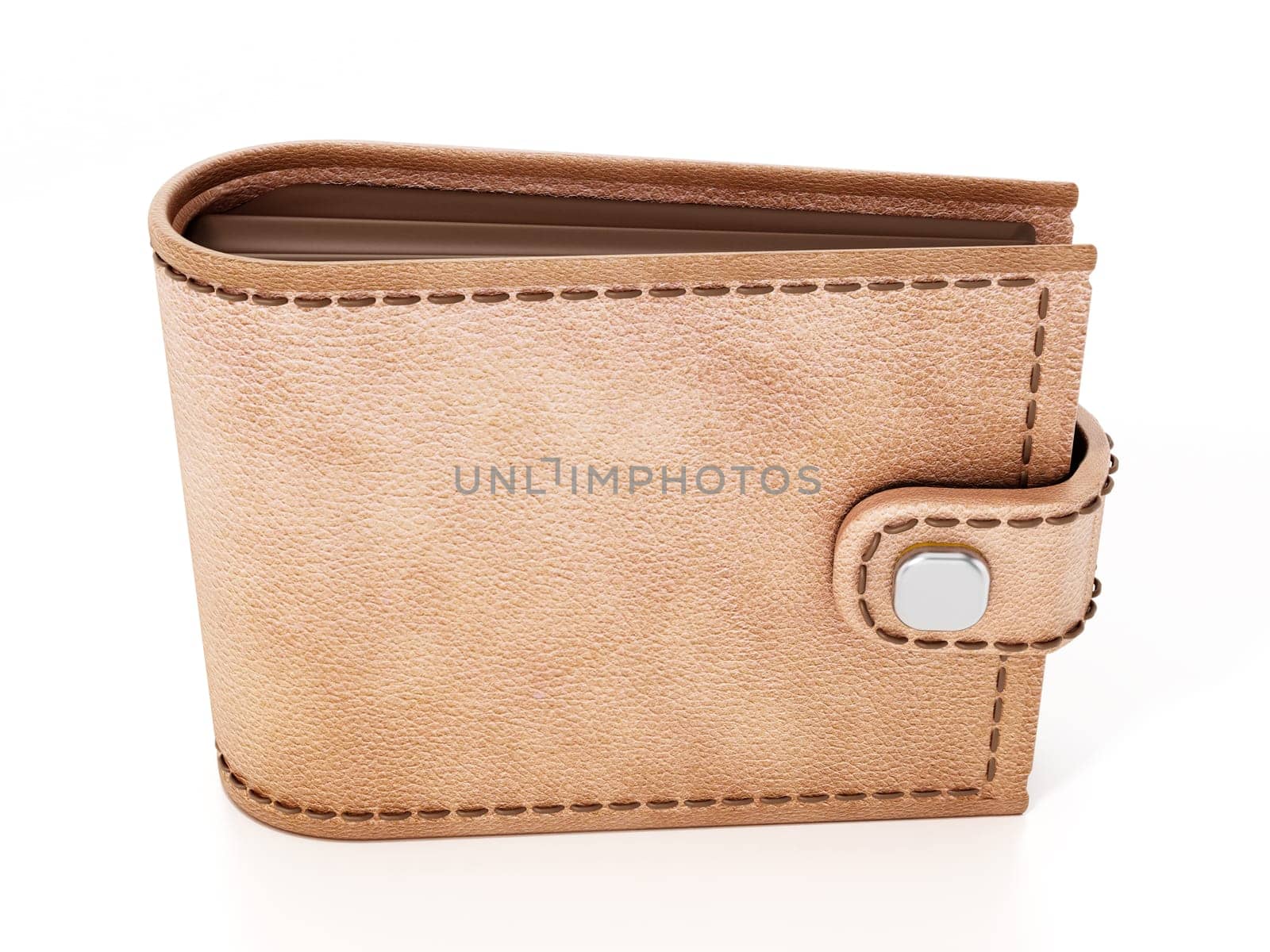 Leather men's wallet isolated on white background. 3D illustration.