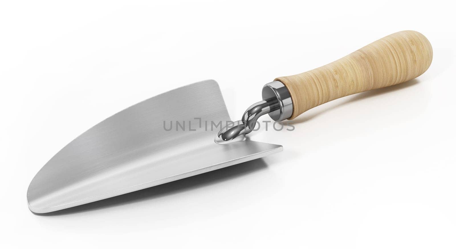 Construction trowel isolated on white background. 3D illustration.