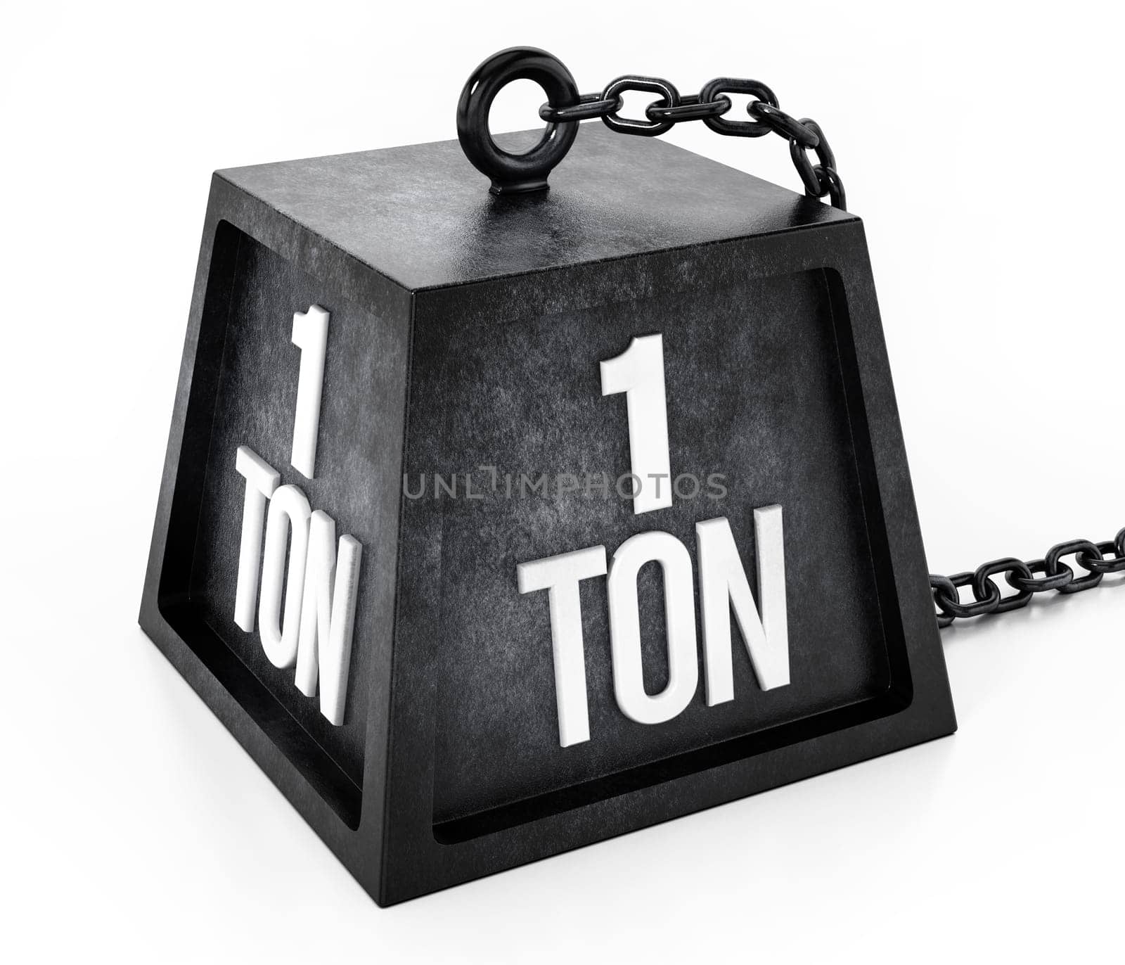 1 ton weight isolated on white background. 3D illustration.