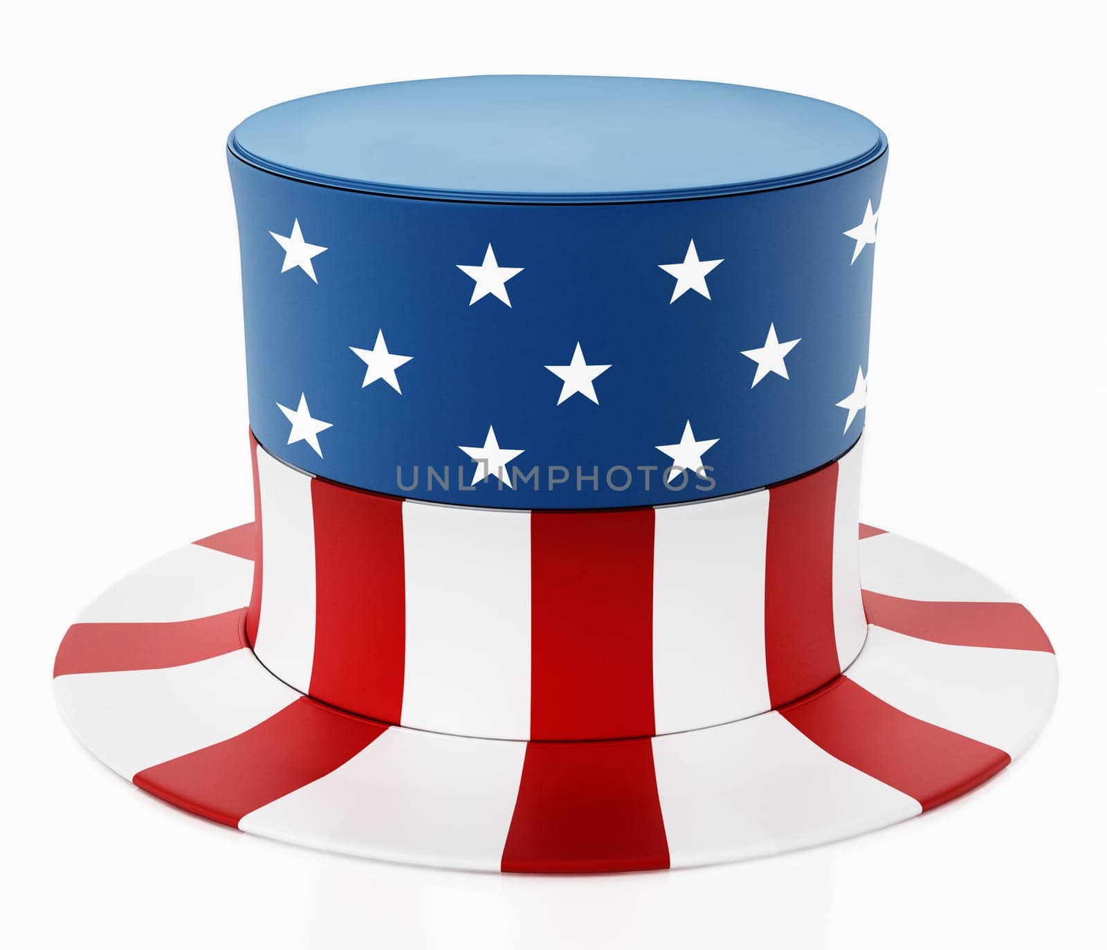 American flag textured hat isolated on white background. 3D illustration.
