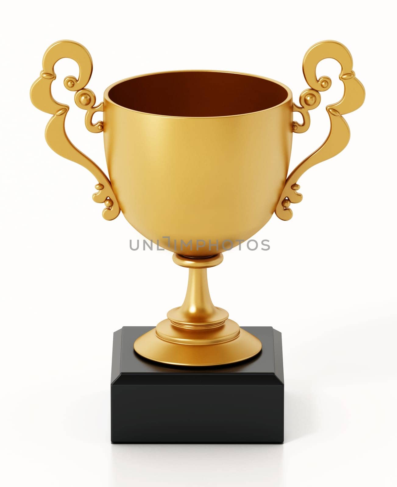 Gold cup isolated on white background. 3D illustration.