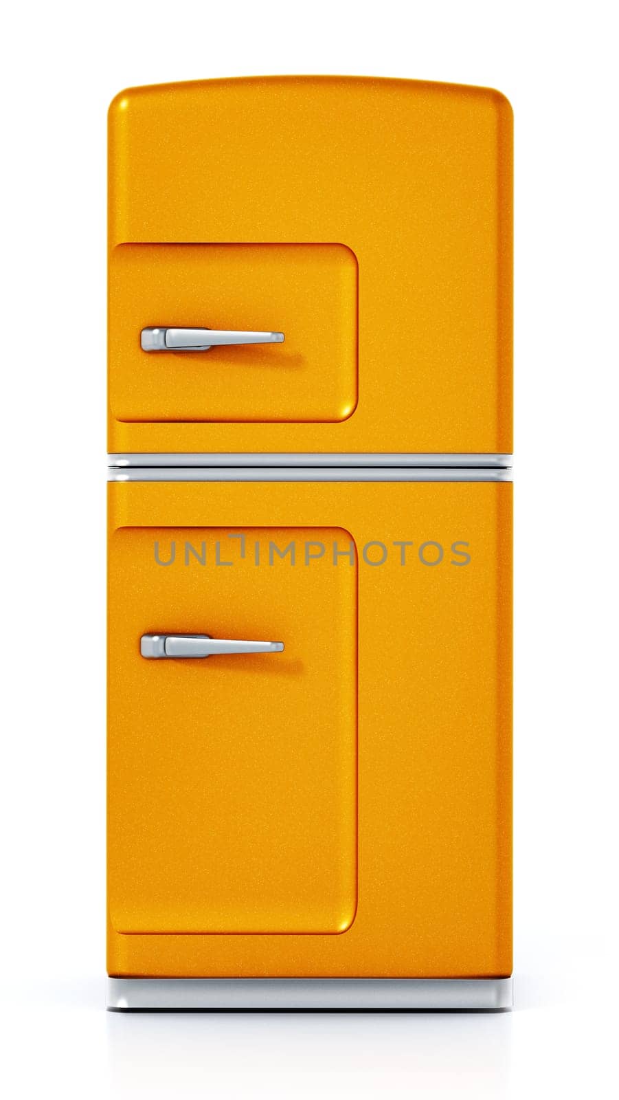 Vintage refrigerator isolated on white background. 3D illustration.