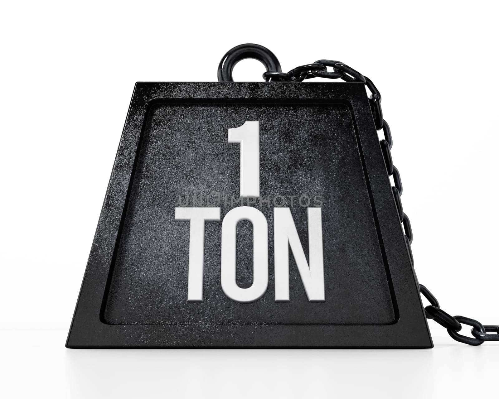 1 ton weight isolated on white background. 3D illustration.