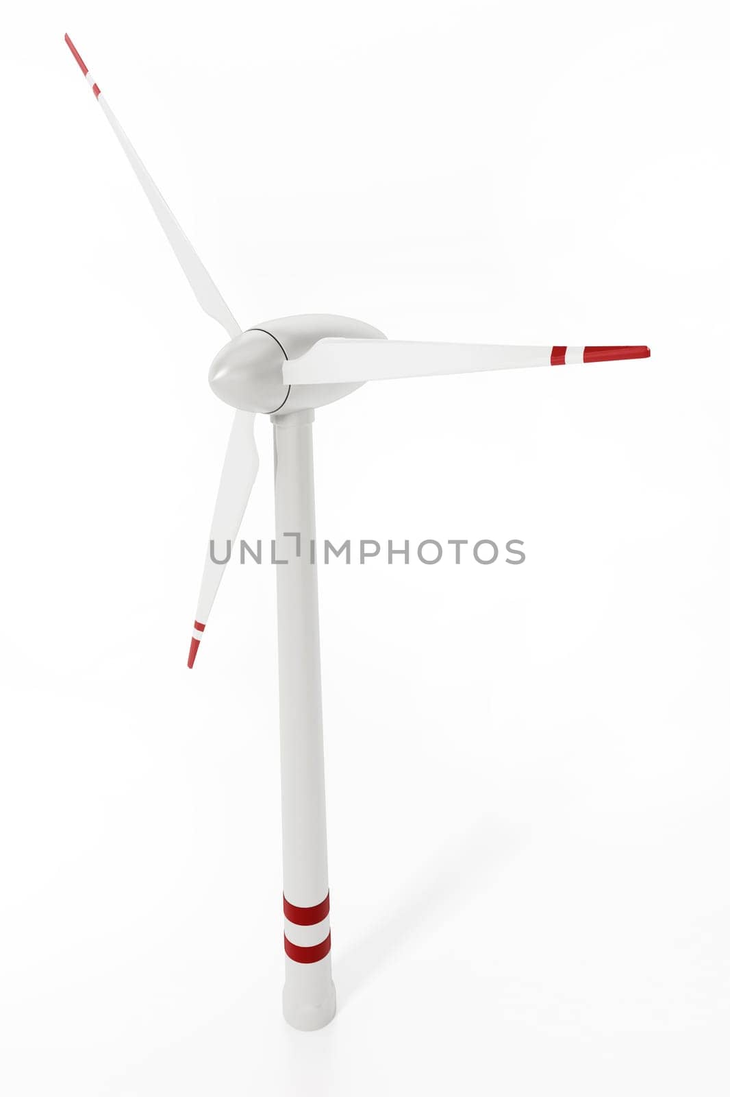 Wind turbine isolated on white background. 3D illustration.