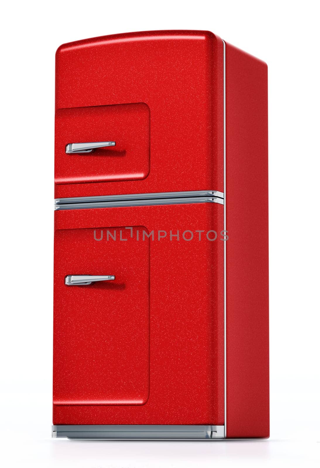 Vintage refrigerator isolated on white background. 3D illustration.
