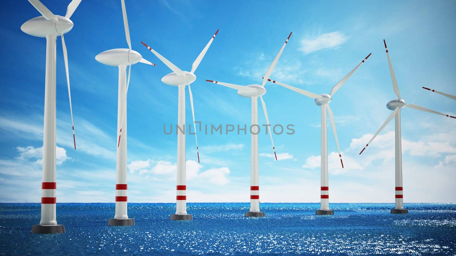 Wind turbine isolated on white background. 3D illustration.