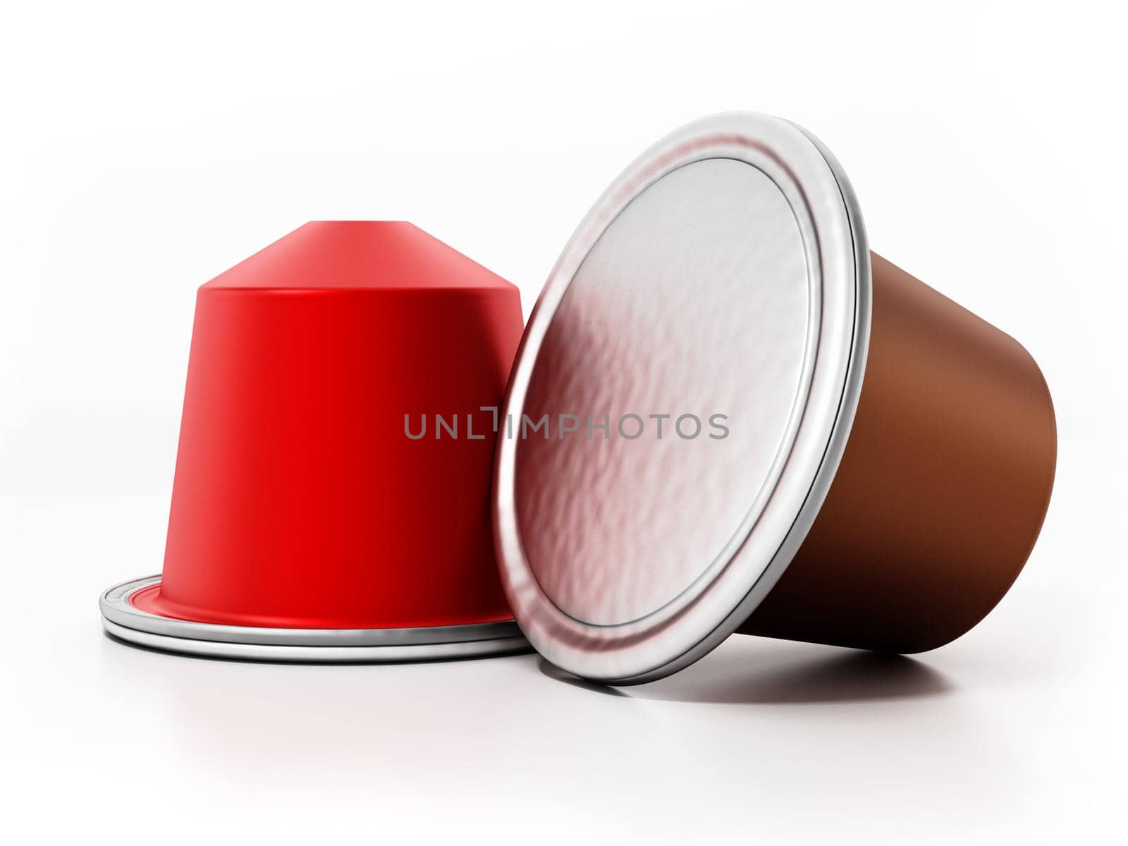 Coffee capsules isolated on white background. 3D illustration.