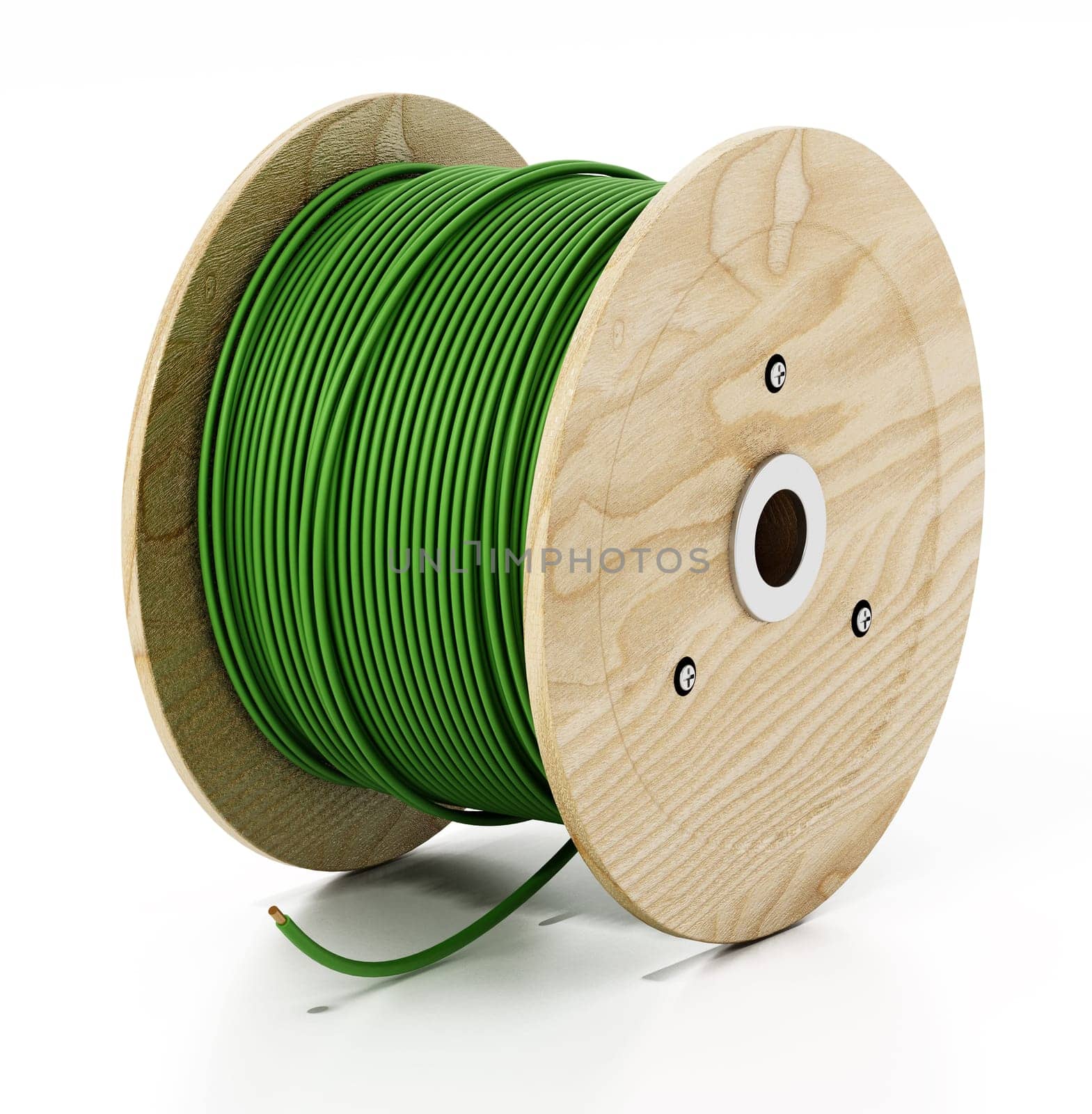 Electric cable spool isolated on white background. 3D illustration.