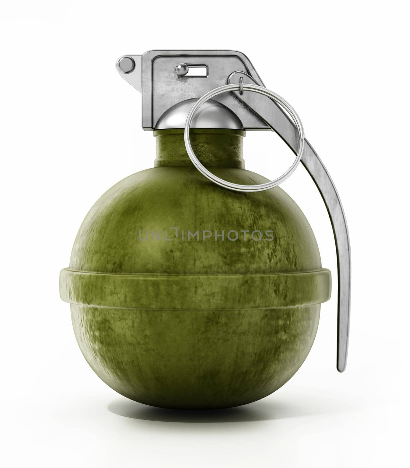 Hand grenade isolated on white background. 3D illustration.