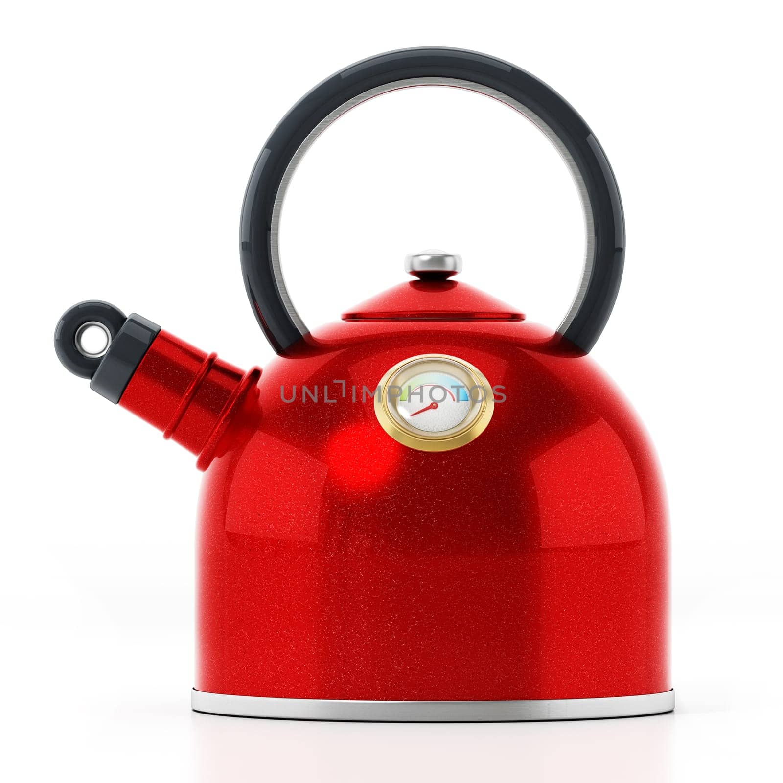 Red electric water boiler isolated on white background. 3D illustration.