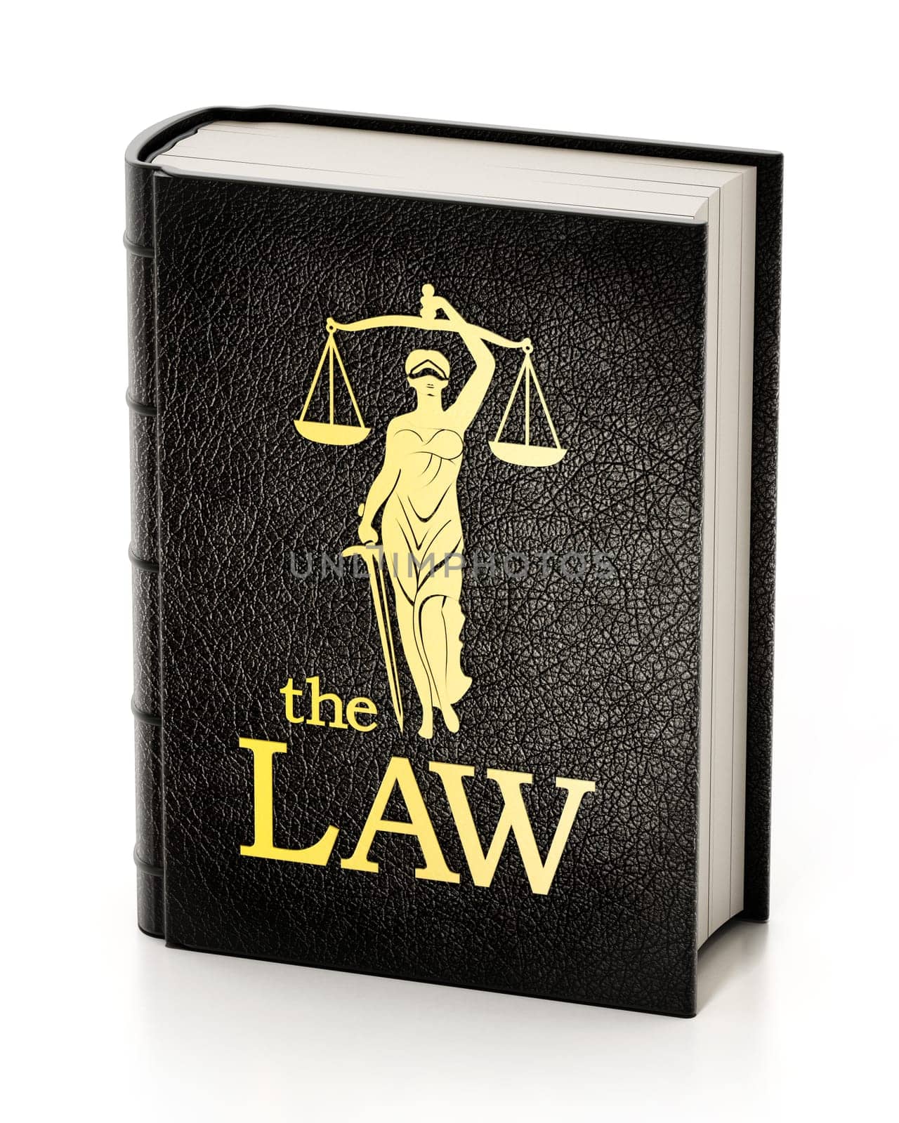 Black book entitled the law. 3D illustration.