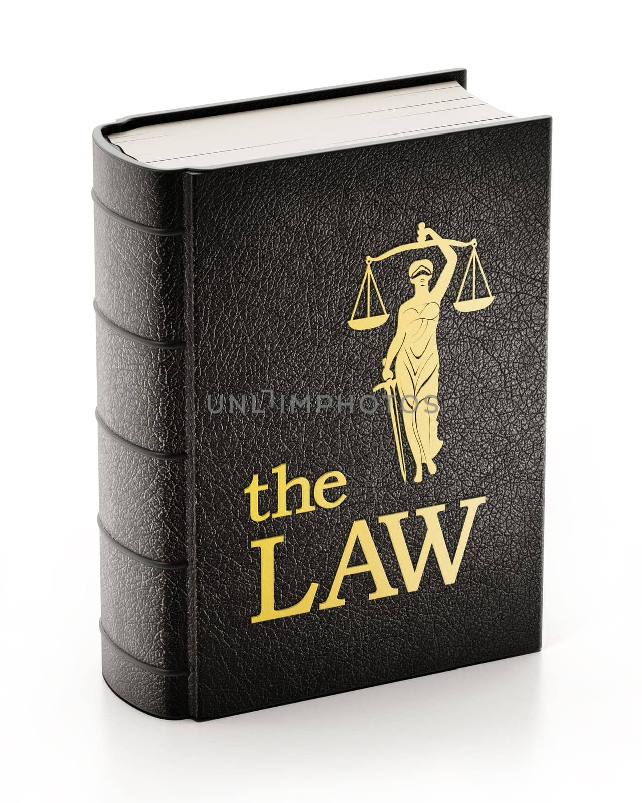 Black book entitled the law. 3D illustration.