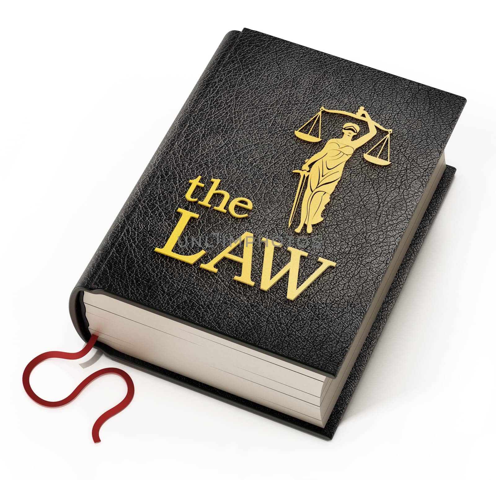 Black book entitled the law. 3D illustration.