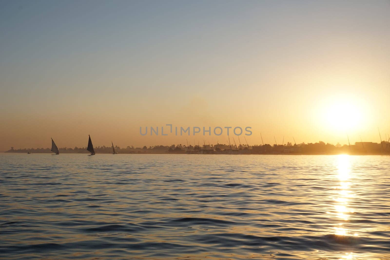 Sunset from a Felucca on the Nile in Luxor, Egypt