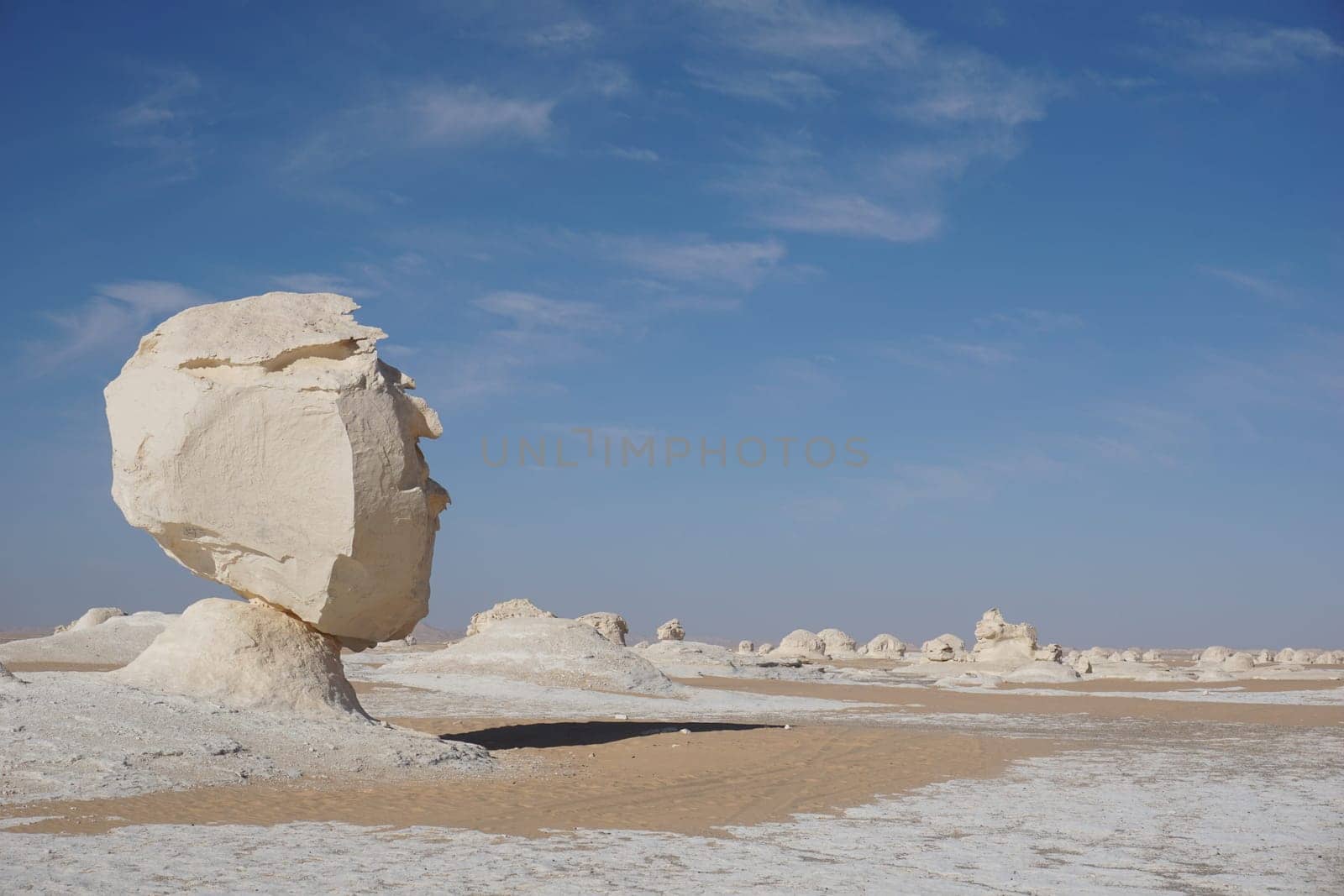 Head shaped rock formation in the white desert, Egypt
