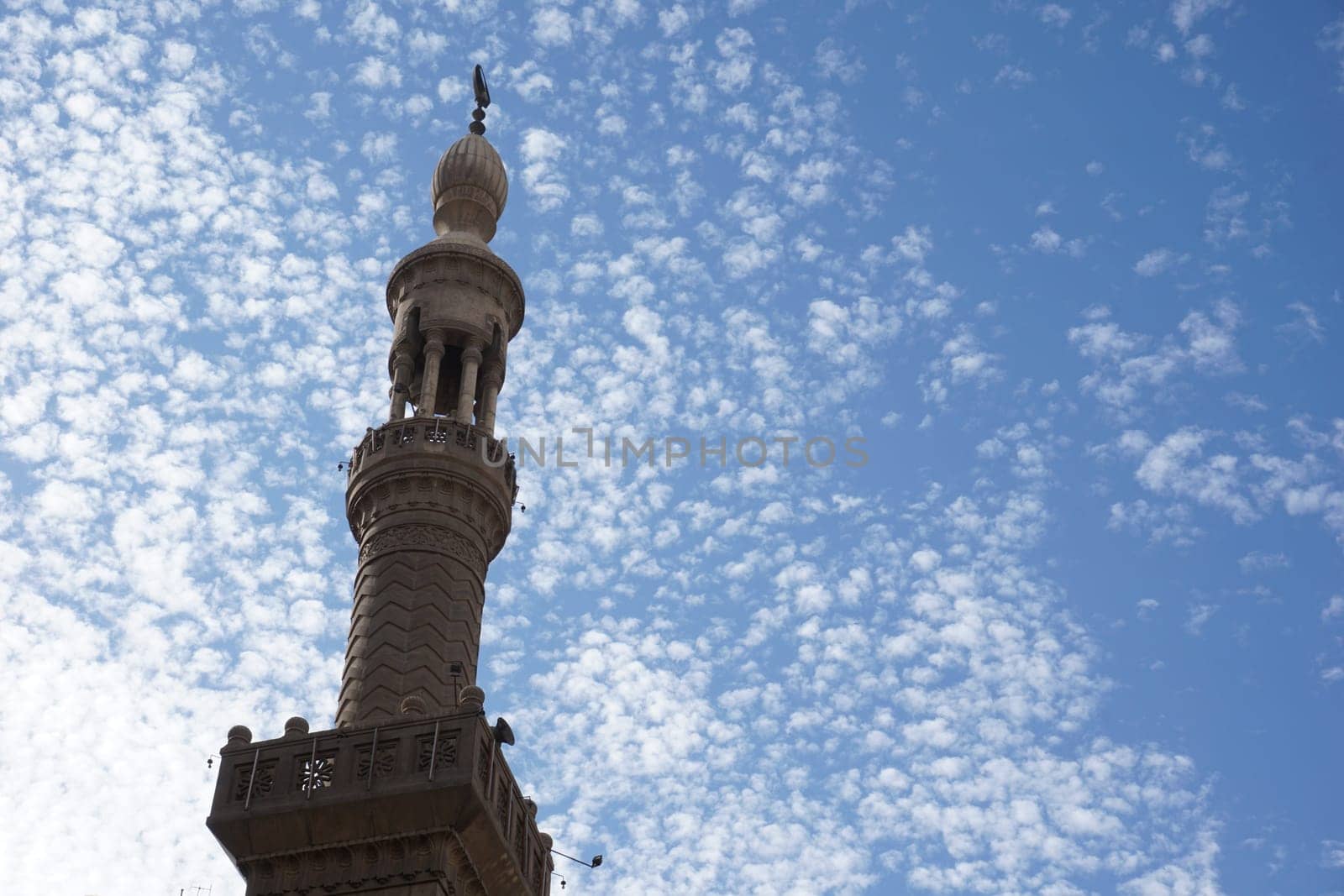 Minaret of the Al Rahma Mosque in Cairo, Egypt