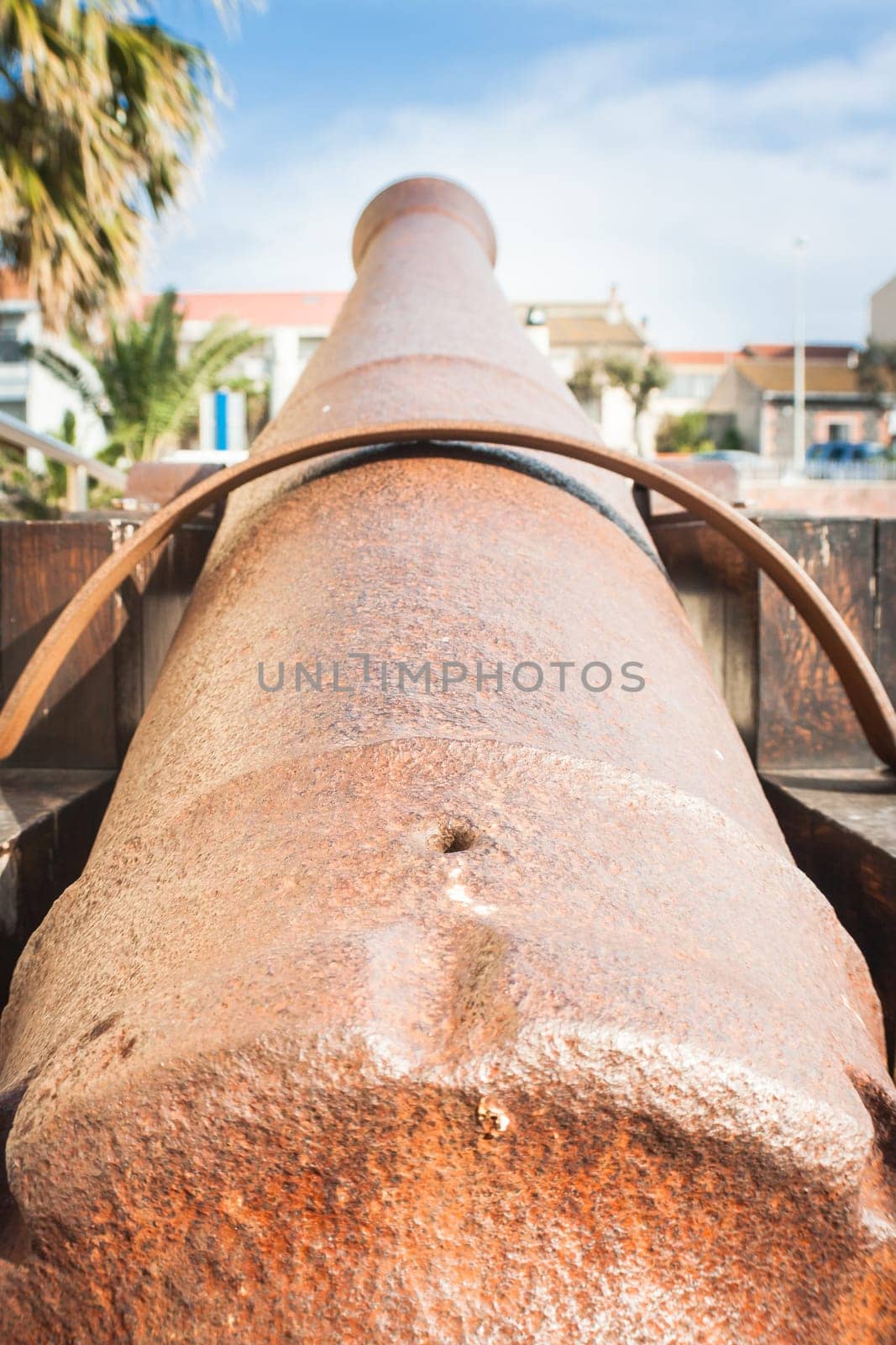 cannon wide angle. Particular of an old cannon.