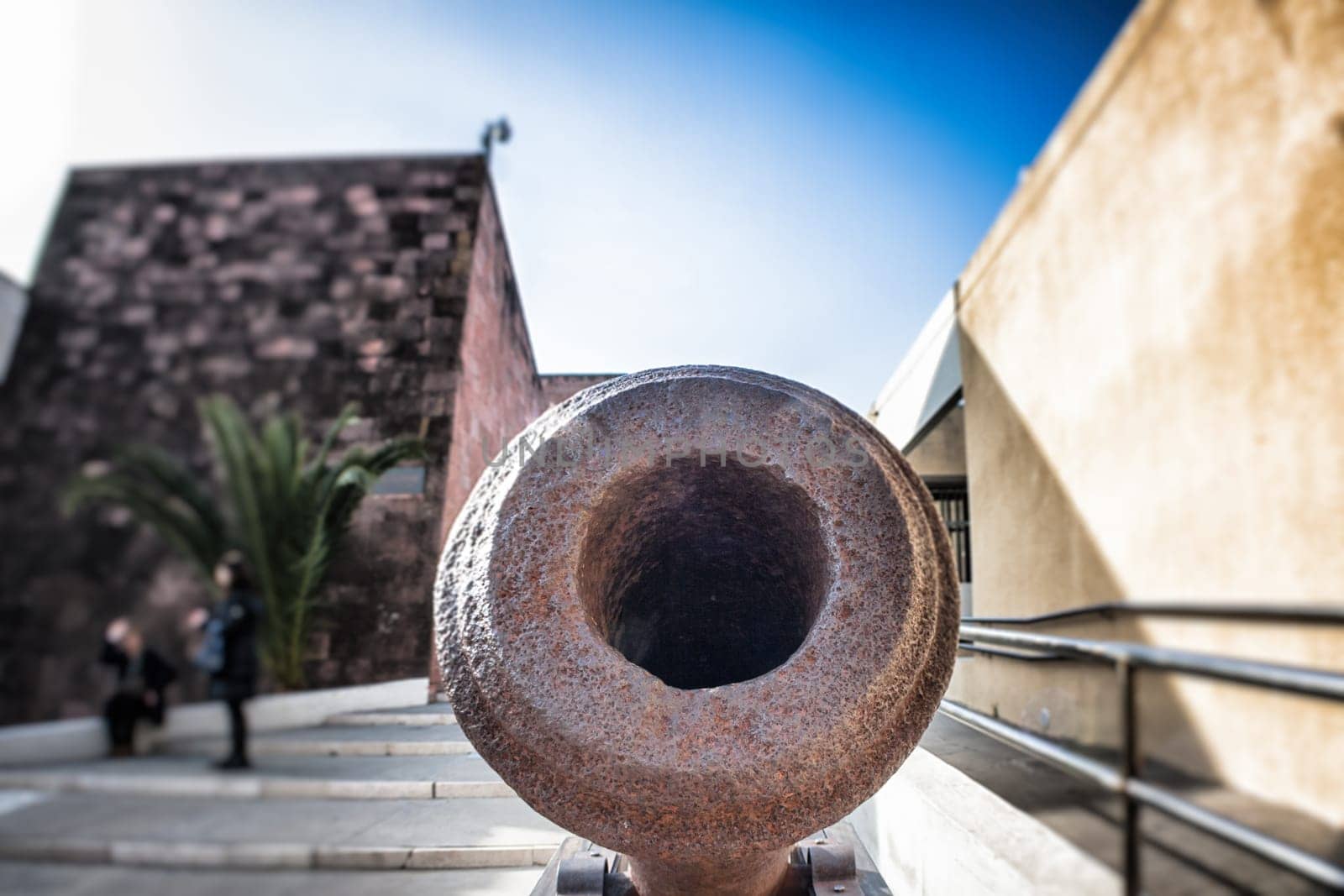 cannon wide angle. Particular of an old cannon.