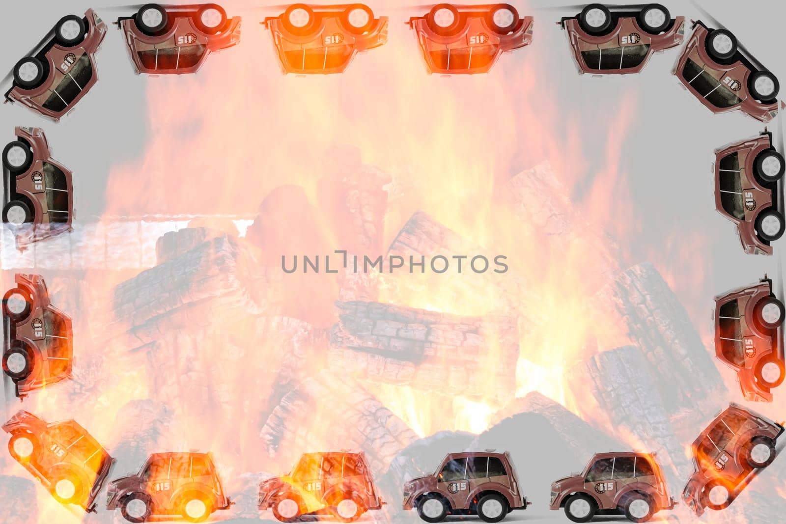 Frame of Fireman toys car. Italian little model of italian "vigili del fuoco"""