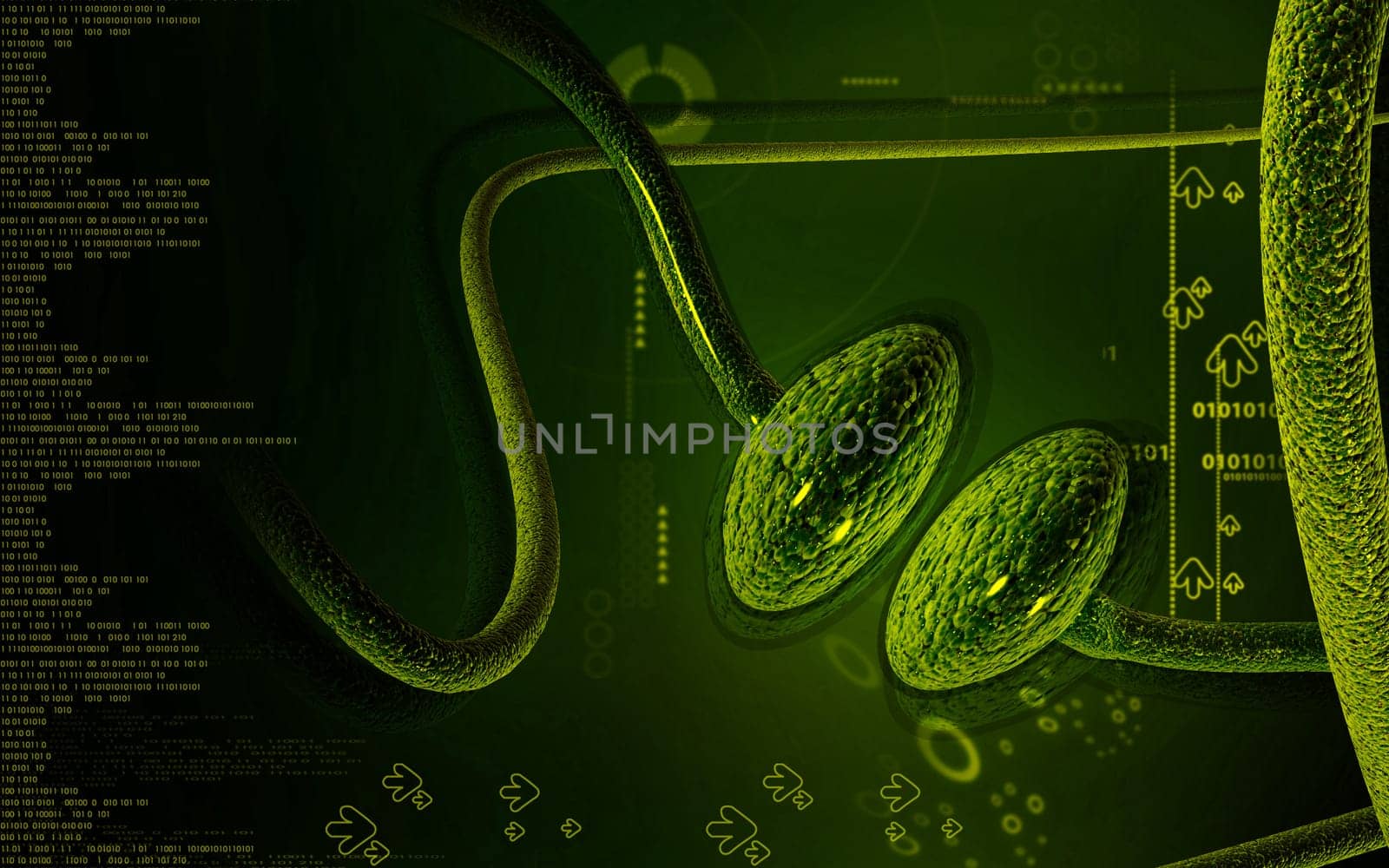 Digital illustration of synapse in colour background