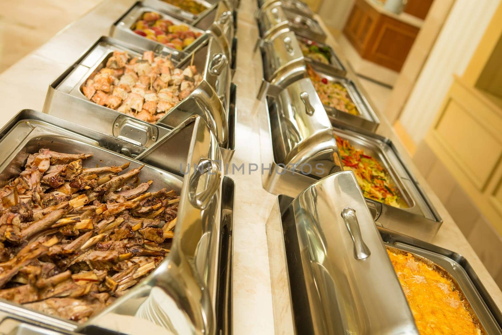 The food buffet in restaurant. Close up