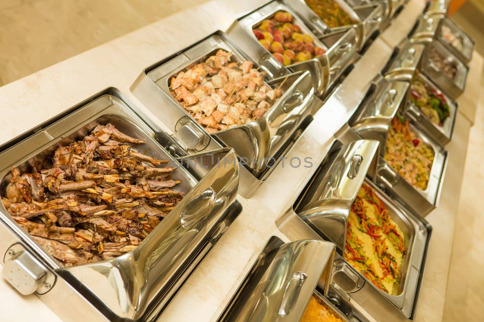 The food buffet in restaurant. Close up