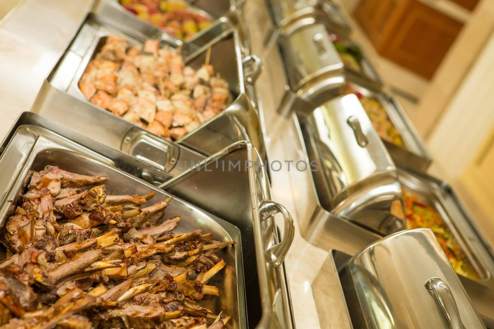 The food buffet in restaurant. Close up