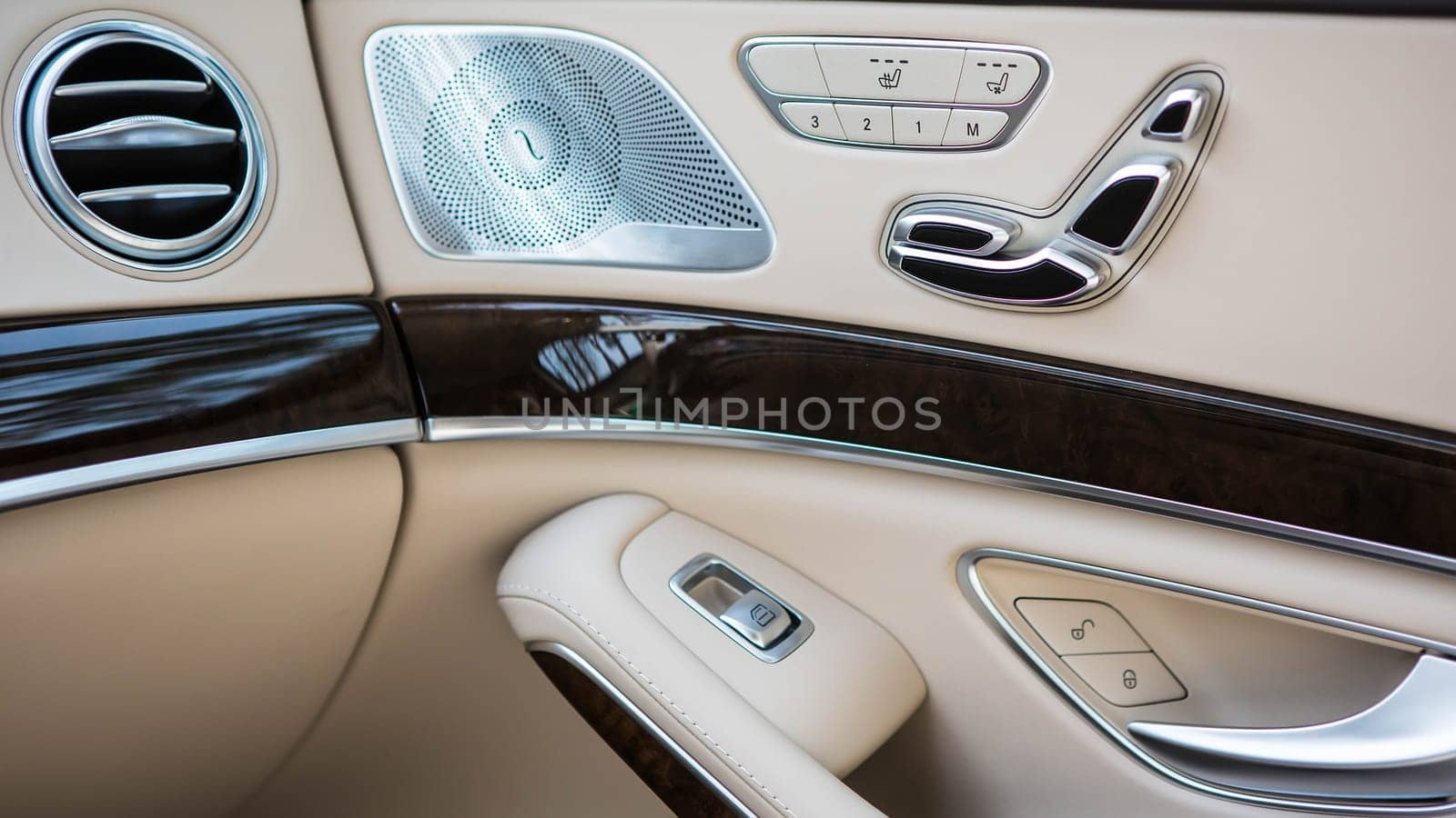Luxury car interior details. Shallow DOF - selective focus