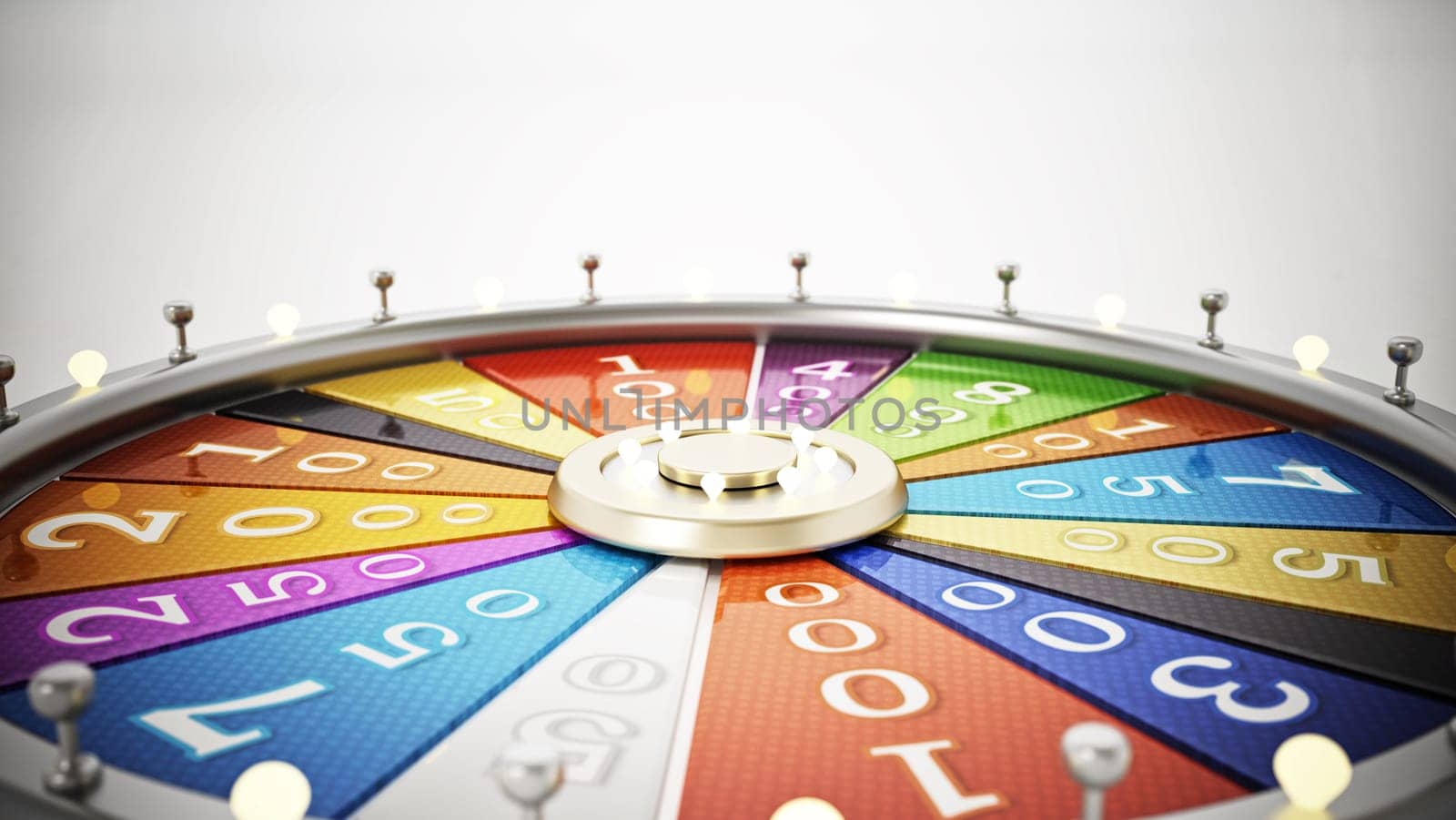 Prize wheel isolated on white background. 3D illustration.