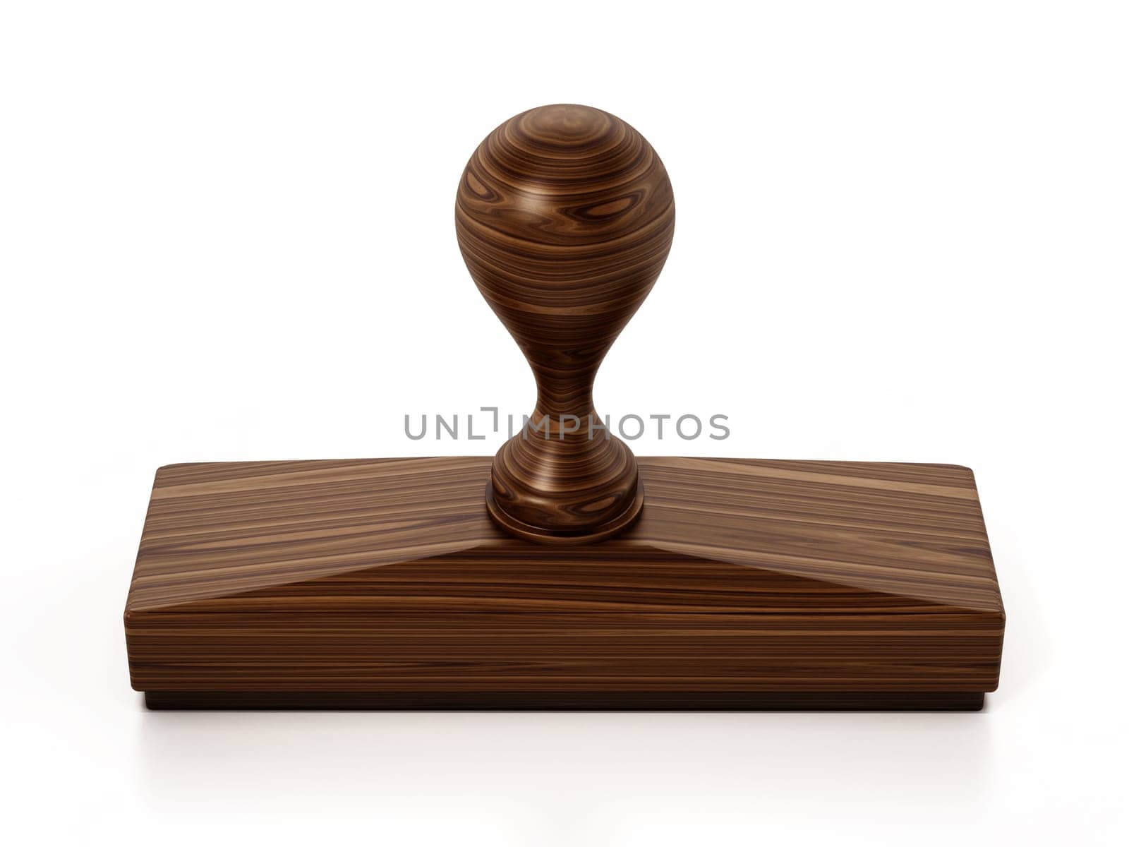 Wooden stamp isolated on white background. 3D illustration.