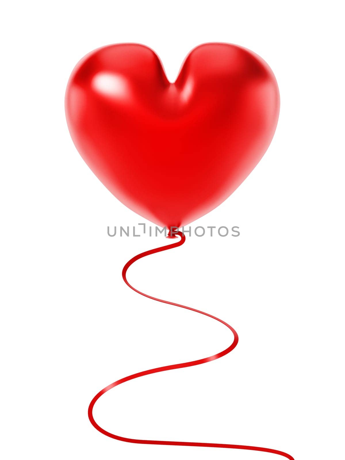 Heart shaped balloon isolated on white background. 3D illustration.