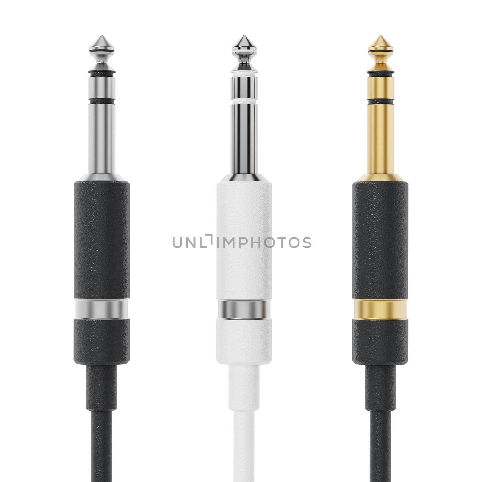 Audio jacks isolated on white background. 3D illustration.