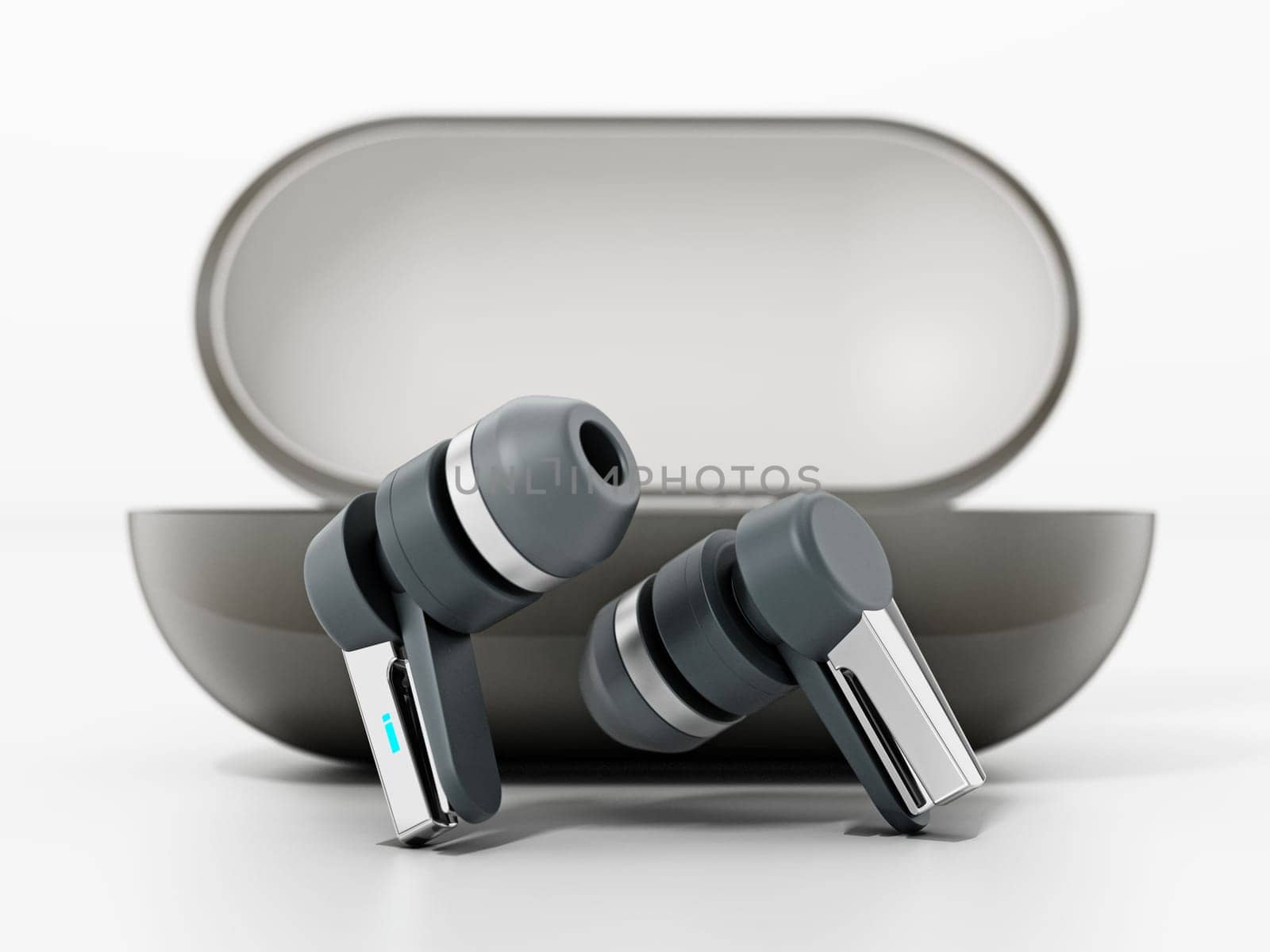 Generic bluetooth headphones isolated on white. 3D illustration.
