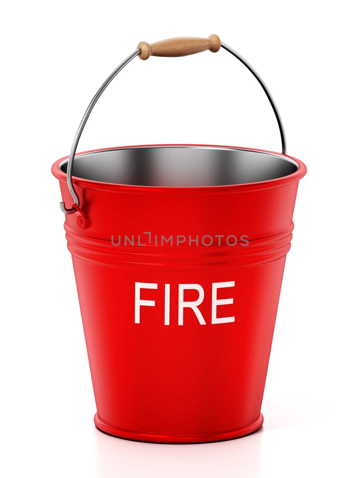 Vintage fire bucket isolated on white background. 3D illustration.