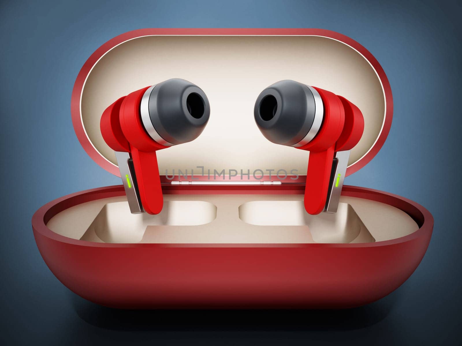 Generic bluetooth headphones in the box. 3D illustration.