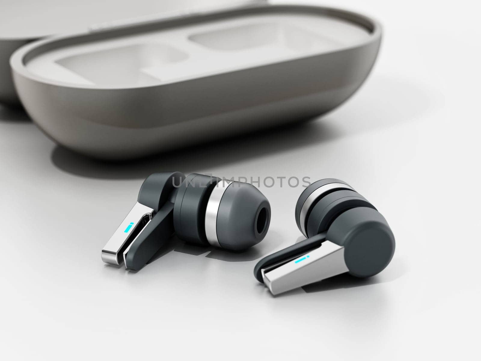 Generic bluetooth headphones isolated on white. 3D illustration.