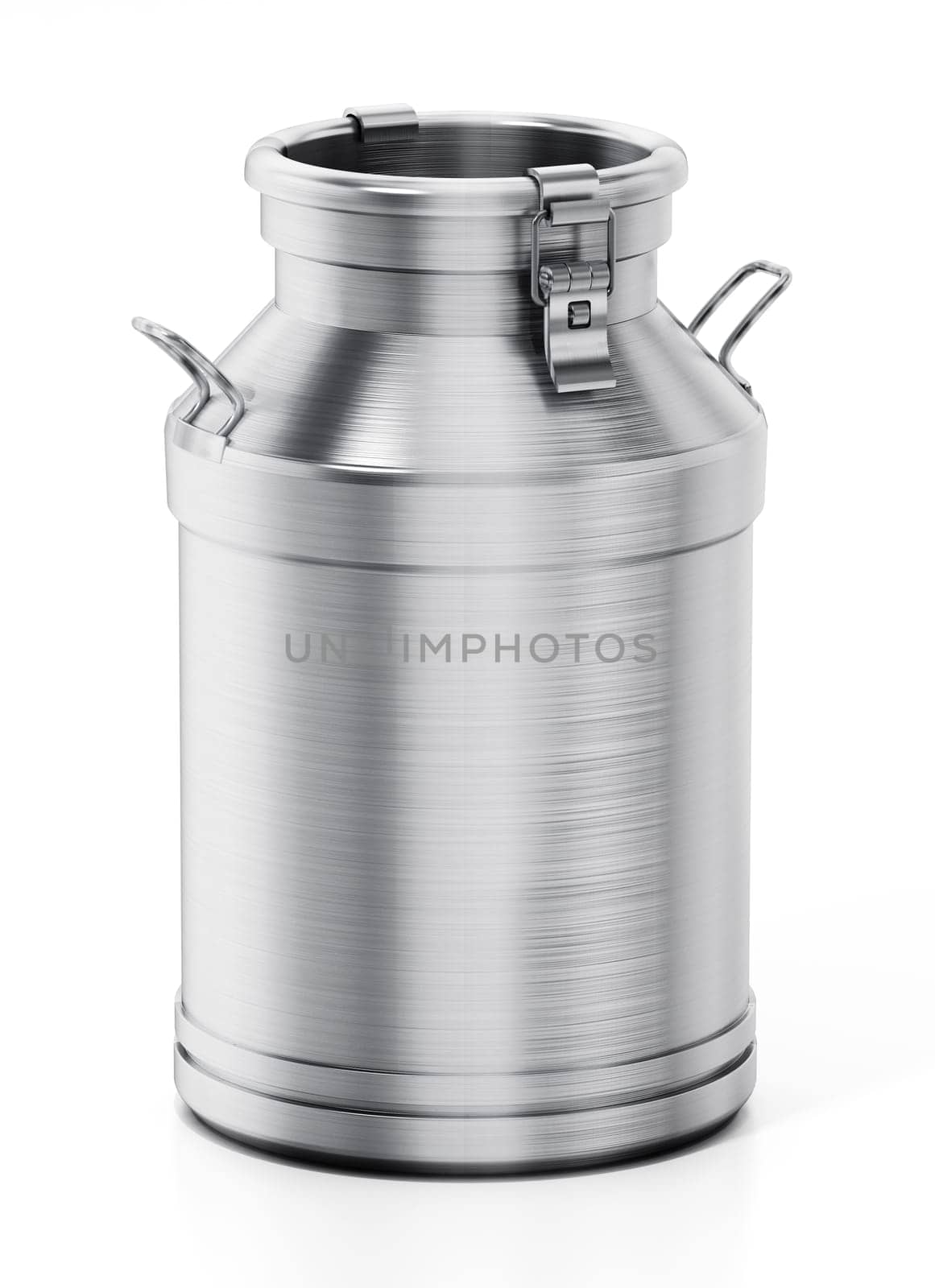 Metal retro milk can isolated on white background. 3D illustration.