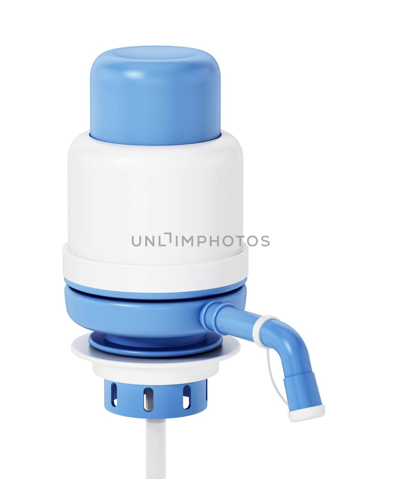 Generic water container pump isolated on white background. 3D illustration.
