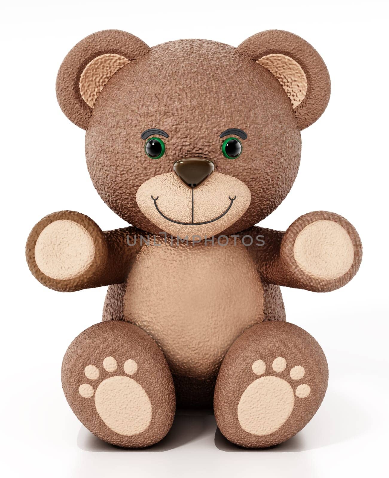 Teddy bear isolated on white background. 3D illustration.