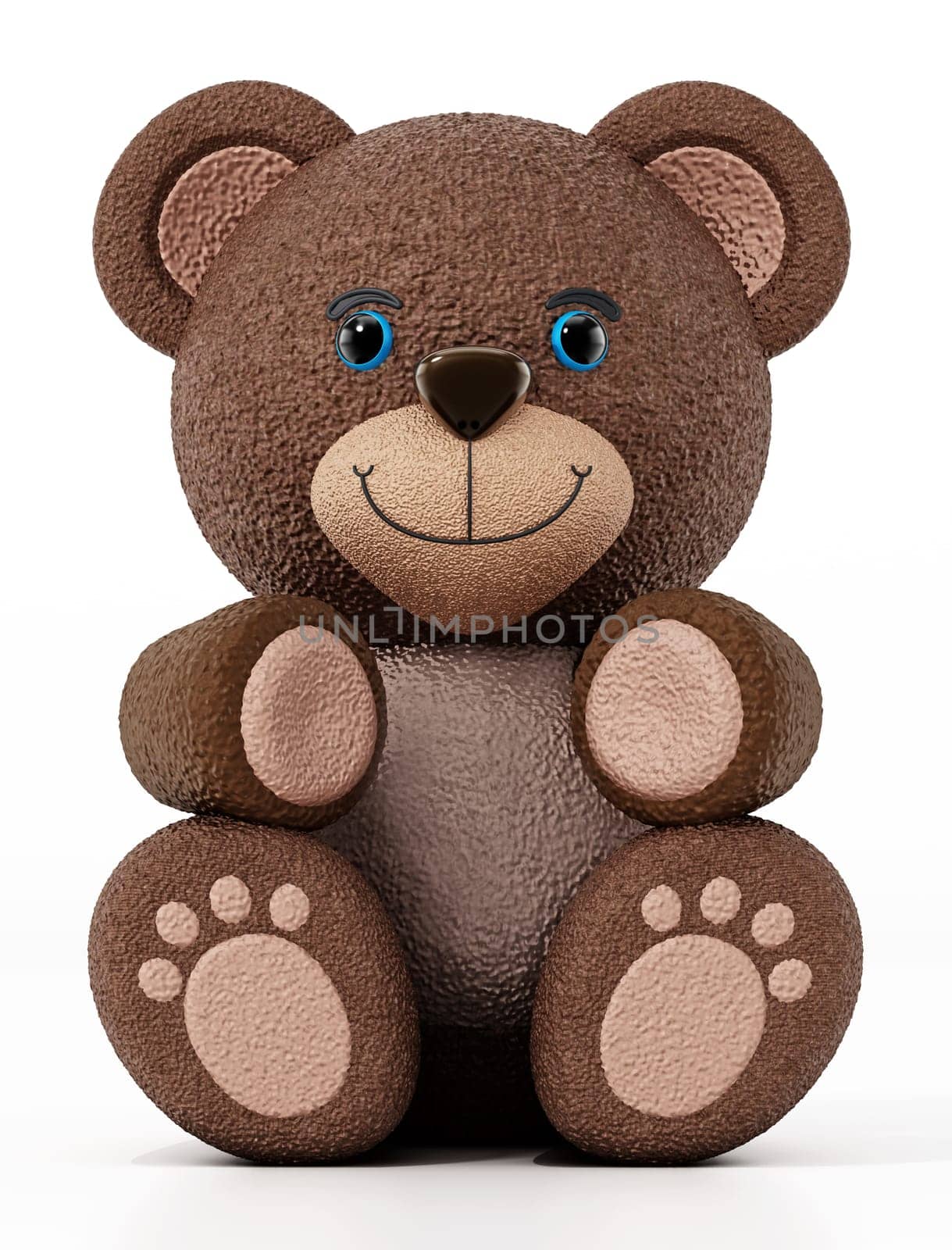 Teddy bear isolated on white background. 3D illustration.