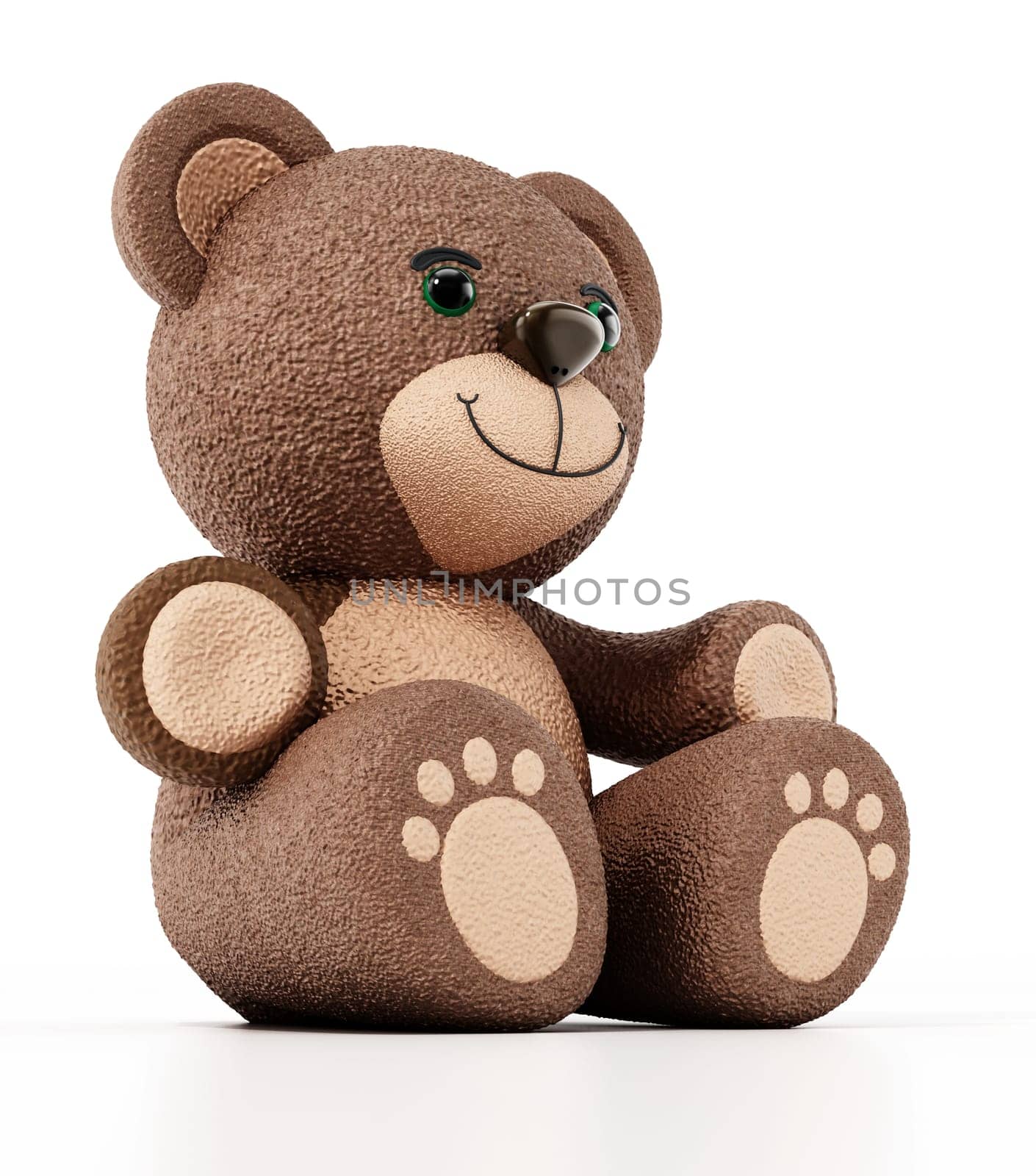 Teddy bear isolated on white background. 3D illustration.