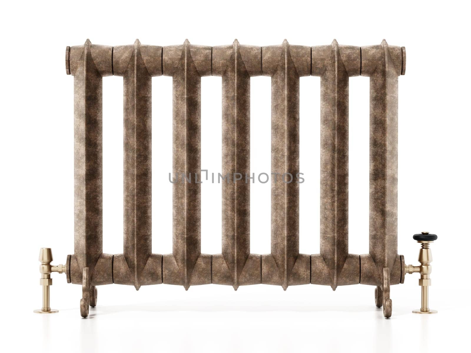 Vintage radiator isolated on white background. 3D illustration.