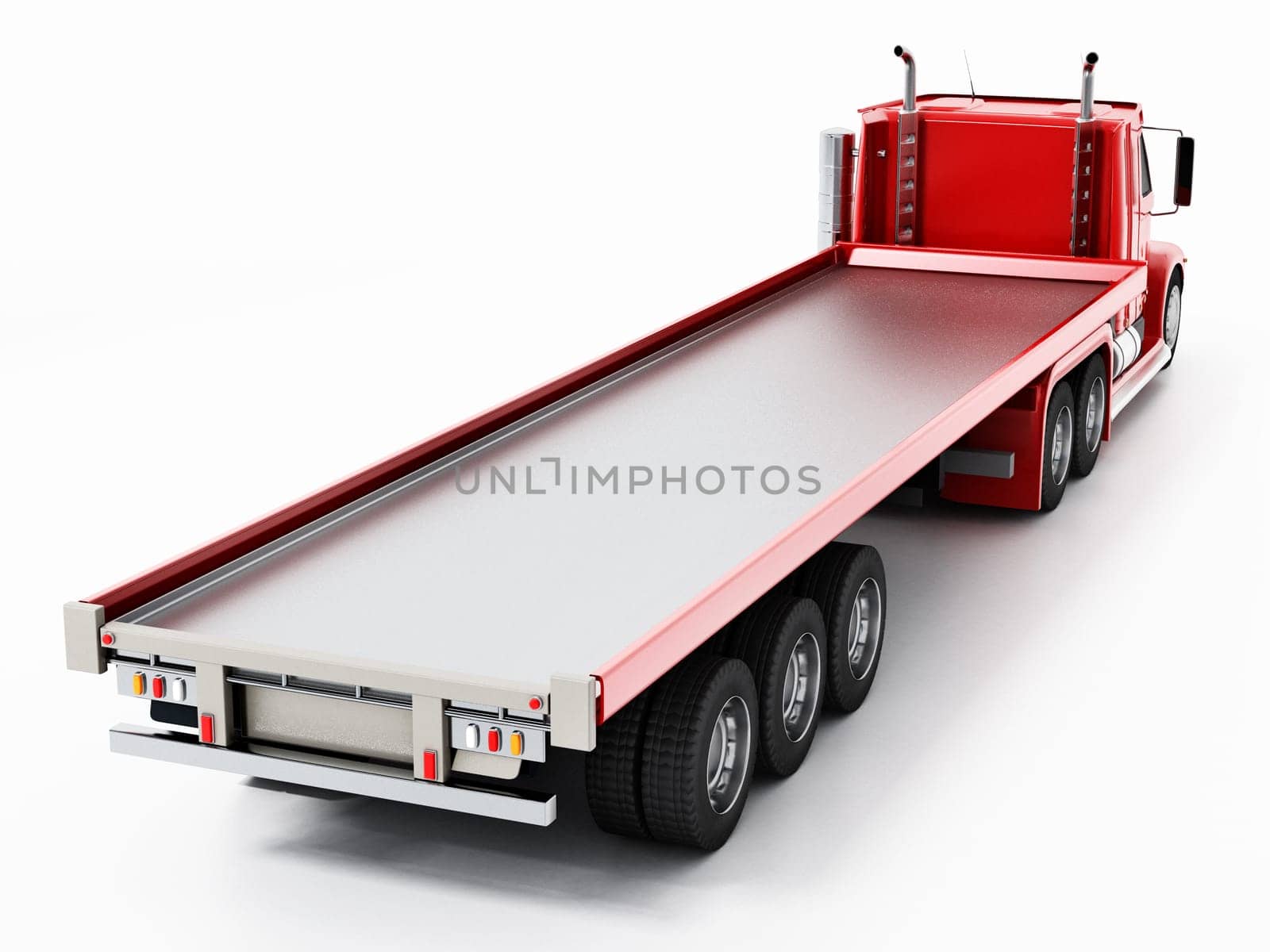 Empty truck haulage ready for loading. 3D illustration.