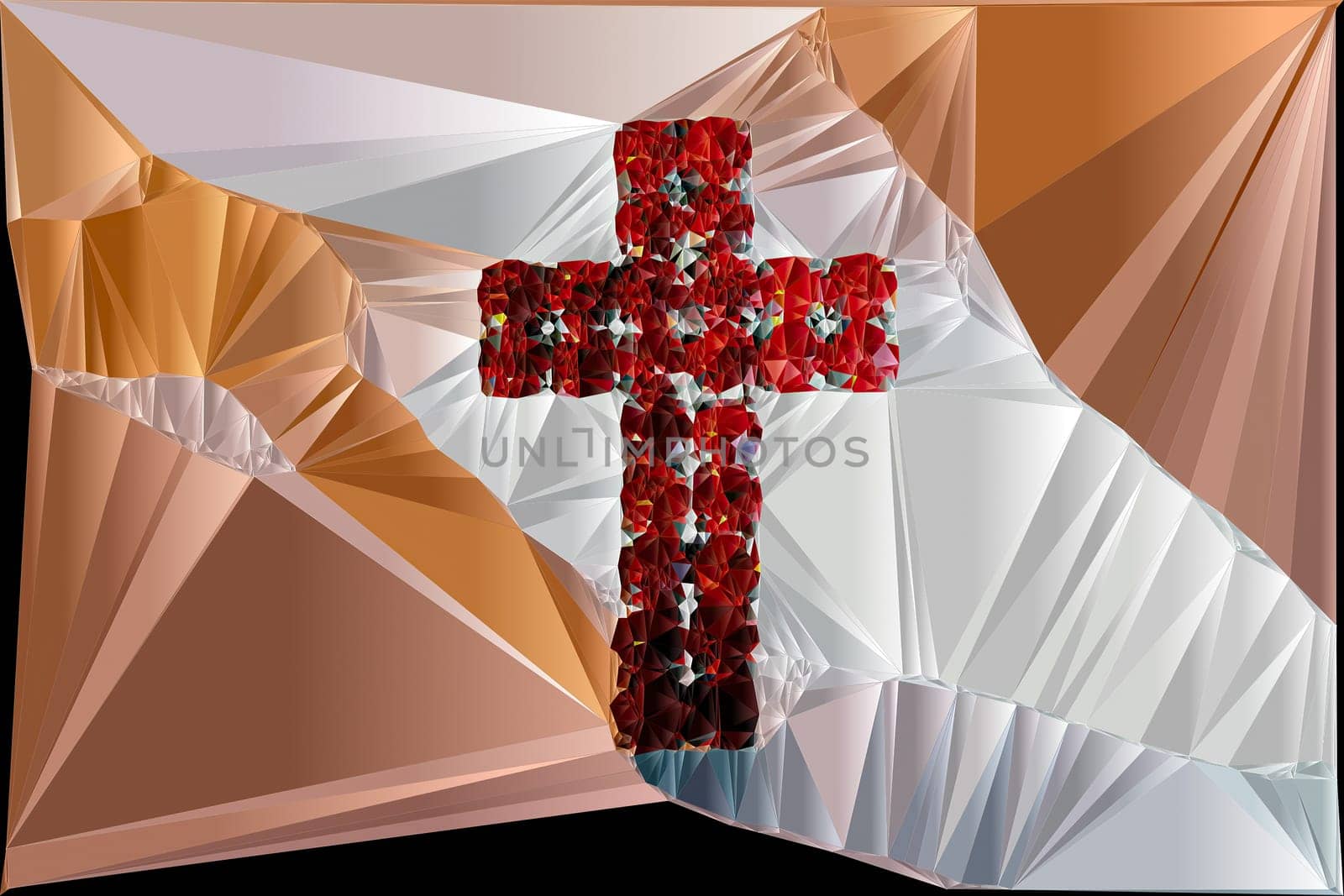 Artwork of abstract composition made with geometrical shapes of cross of Jesus