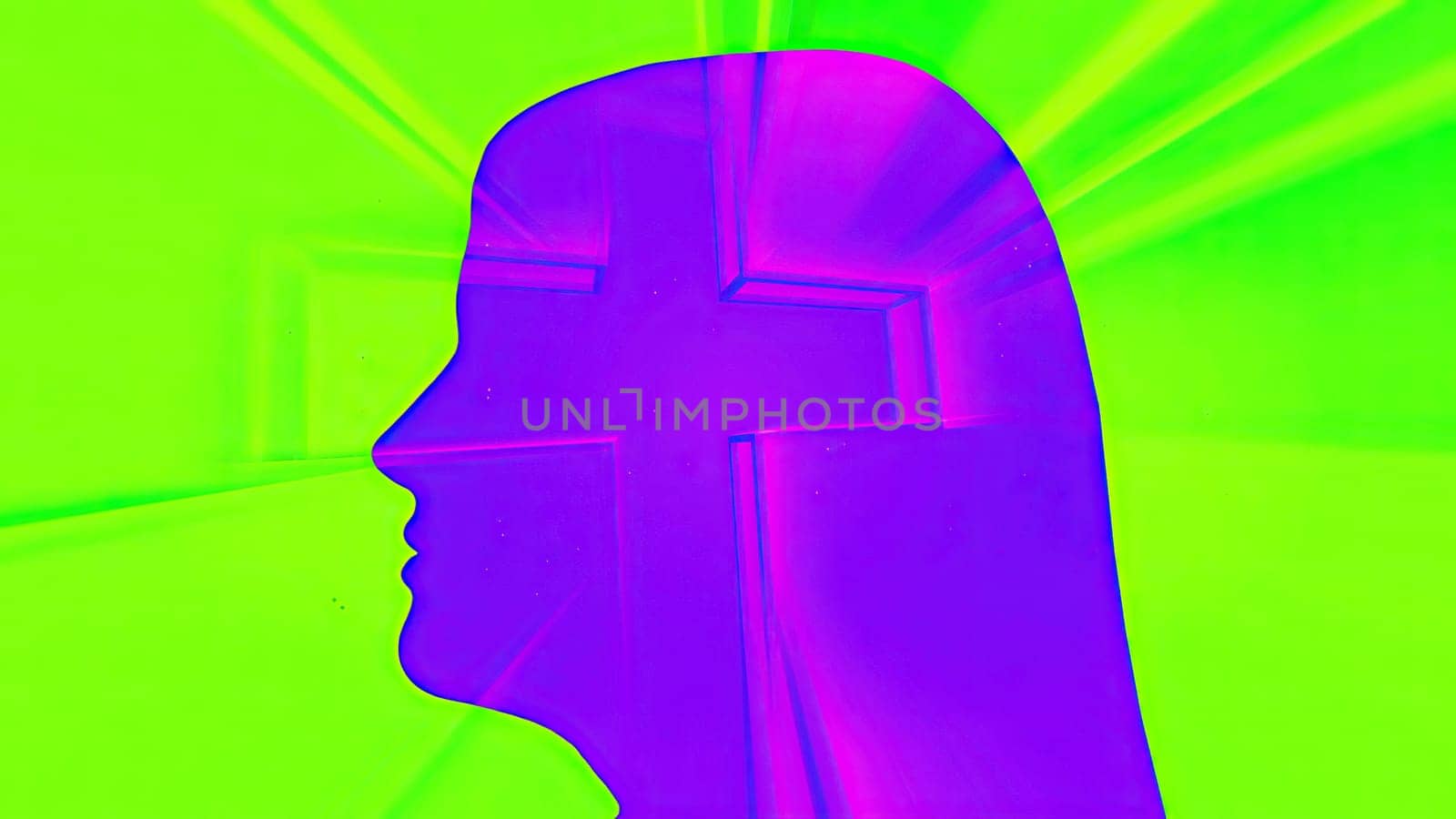 Portrait of Woman silhouette and cross of Jesus,Portrait of Woman silhouette and cross of Jesus