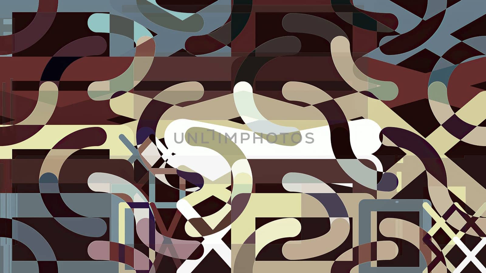 Artwork of abstract composition made with geometrical shapes and elements