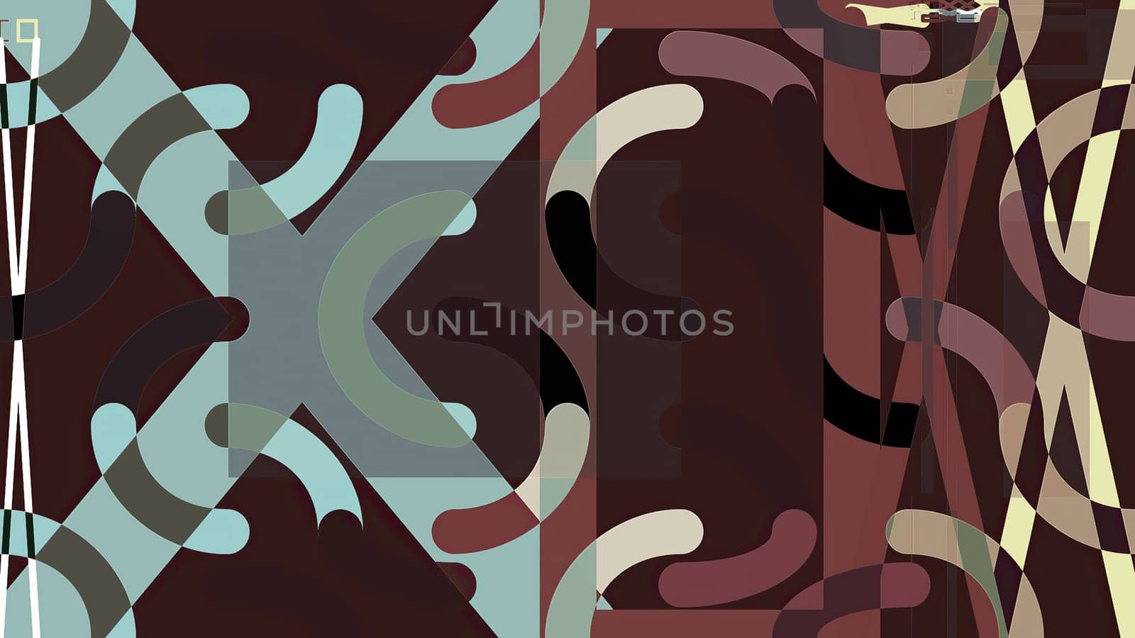 Artwork of abstract composition made with geometrical shapes and elements