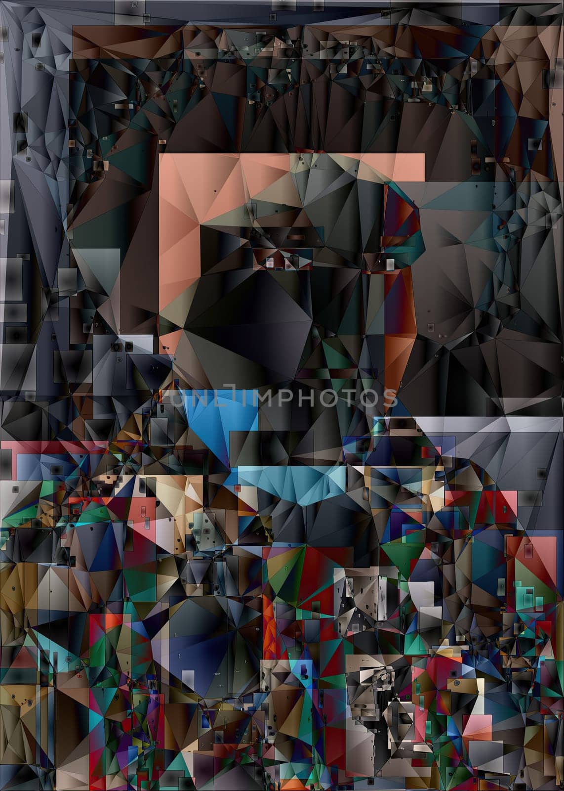 Artwork of abstract composition made with geometrical shapes