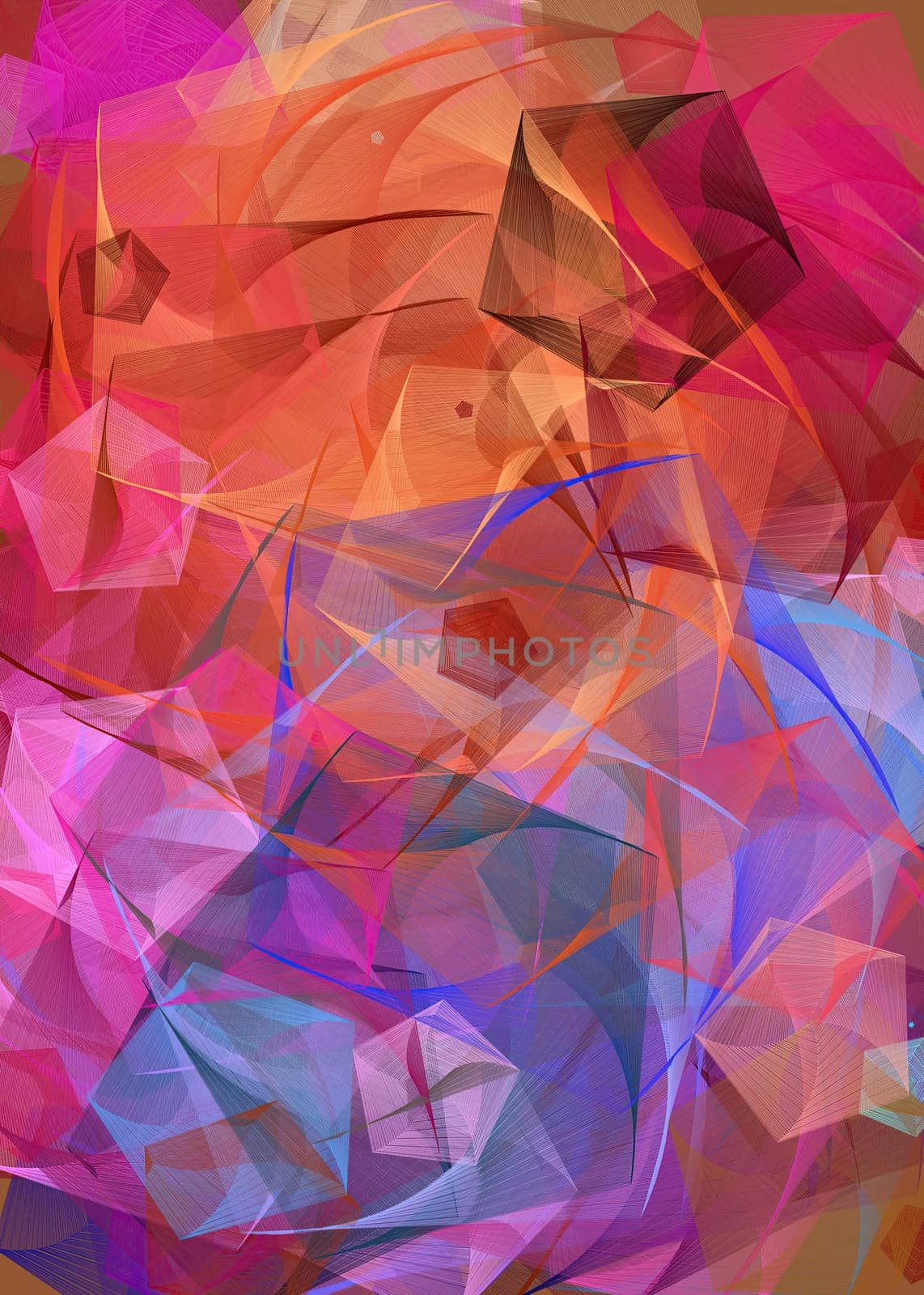 Artwork of abstract composition made with geometrical shapes